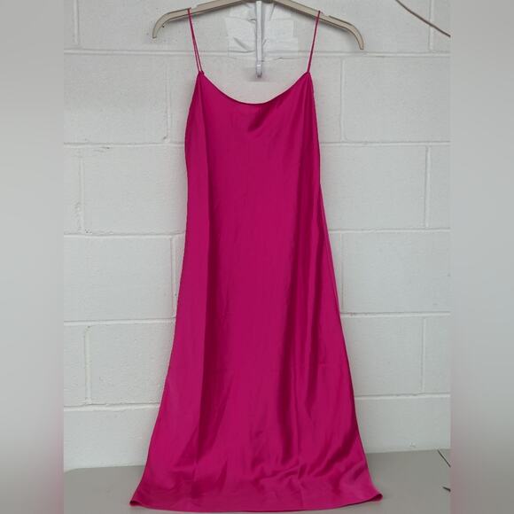 New J. CREW NEON FUCHSIA SOLID PINK LUSTER CHARMEUSE GWYNETH SLIP DRESS SZ 6 - Picture 3 of 7